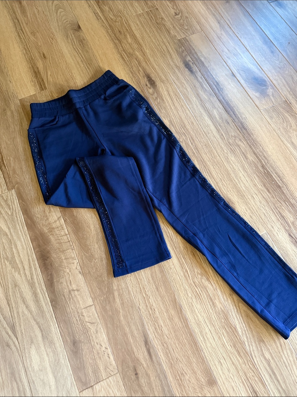 Belle by Kim Gravel Women’s ScubaLuxe sparkle Side-Stripe Pants in future Dusk